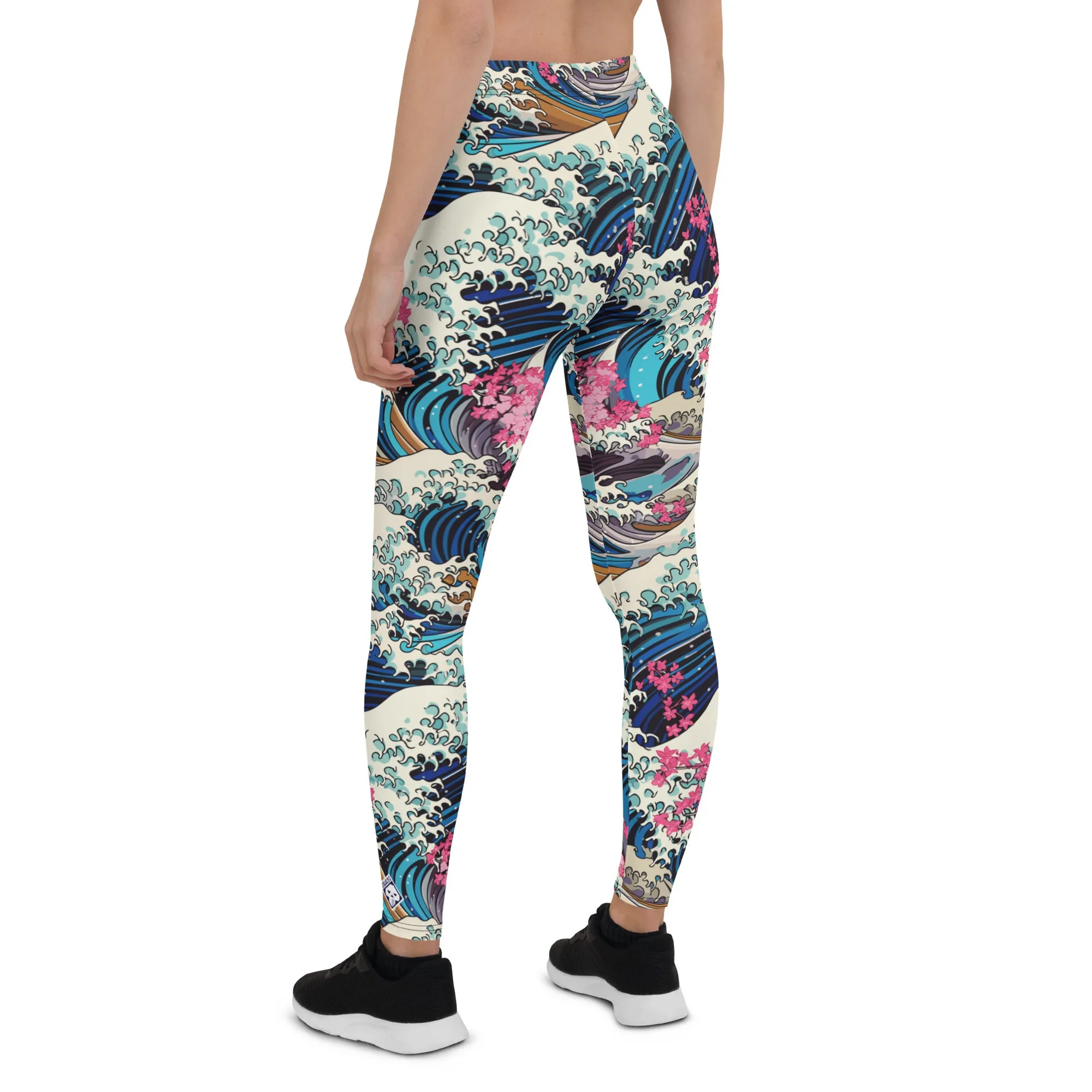 Women's Yoga Pants Workout Leggings - The Great Wave Off Kanagawa 001