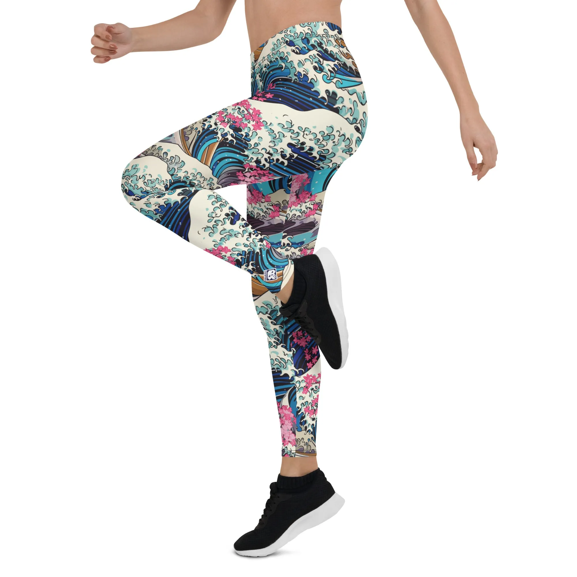 Women's Yoga Pants Workout Leggings - The Great Wave Off Kanagawa 001