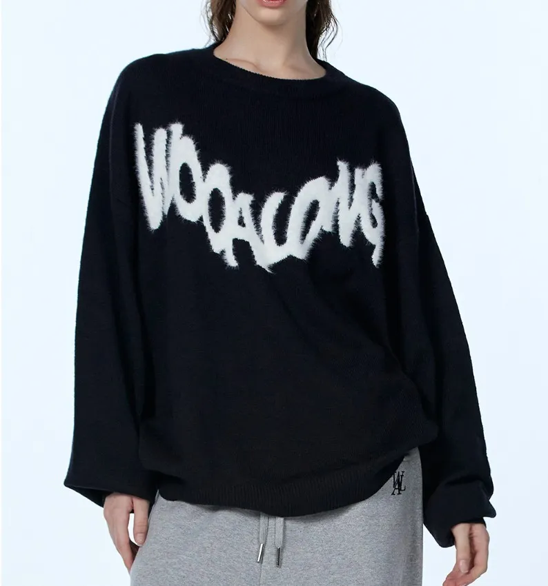 WOOALONG  |Crew Neck Stripes Unisex Nylon Street Style U-Neck