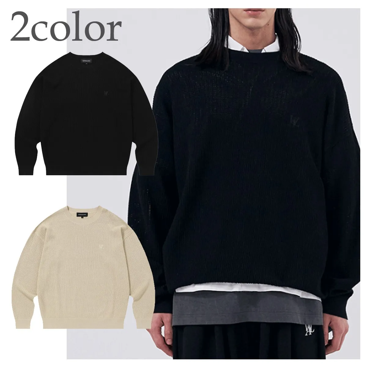 WOOALONG  |Unisex Street Style Long Sleeves Plain Logo Sweaters