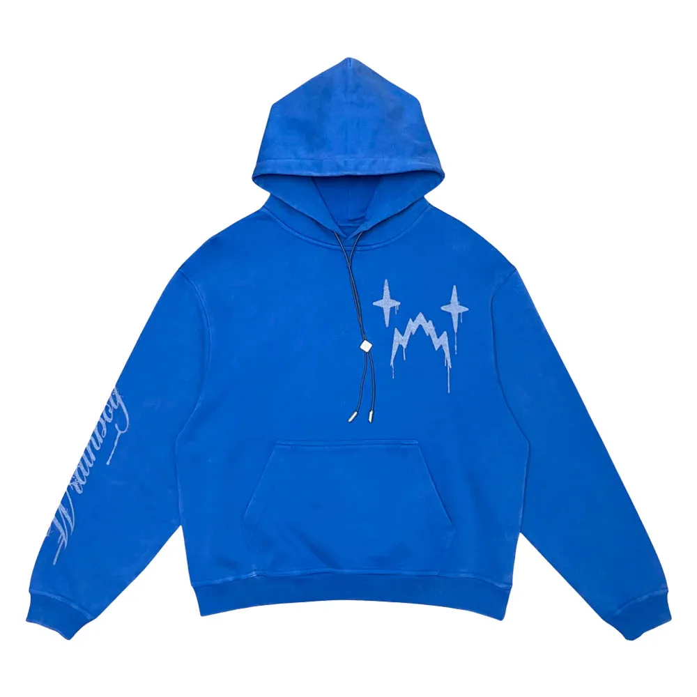 WRATHBOY GHOST LOGO HOODIE BLUE WB03-031 DK BLUE